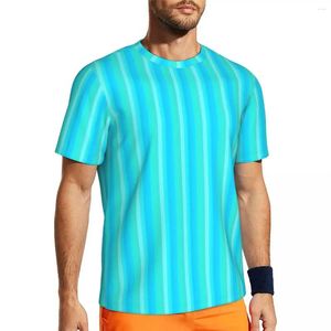 Magliette da uomo T-shirt a righe astratte Uomo blu e verde Street Style Sport Confortevole spiaggia Harajuku T-shirt personalizzate di grandi dimensioni