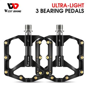 West Cykling 3 lager cykelcykelpedaler Ultralight Aluminium Alloy MTB Road Bike Pedals Flat Platform Bicleta Cycling Parts 240308