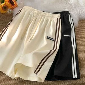 Kvinnors shorts mexzt randiga shorts kvinnor sommar streetwear lösa breda ben shorts koreanska avslappnade elastiska midja sport shorts bf par överdimensionerade l2403