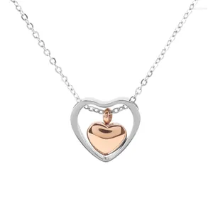Pendant Necklaces Double Heart Stainless Steel Cremation Jewelry Hold Loved Ones Ashes Keepsake Urn Necklace