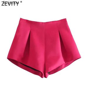 Kobiety Kobiety Zevity New Women High Street Pleats Design Bermuda Shorts Lady Zipper Hot Shorts Chic Pantalone Cortos P1265C243128