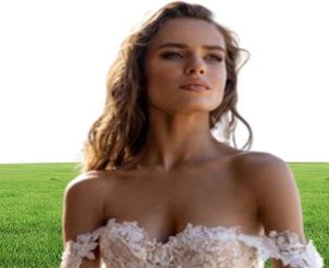 Liz Martinez Wedding Dresses Off The Shoulder Lace Appliques Tulle en linje strand bröllopsklänning skräddarsydd hög split vestidos de n9514727