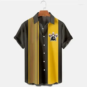 Men's Casual Shirts Shirt Bowling Ball 3D Printed Lapel Women Fashion Long Sleeves Button Streetwear Oversized Unisex Clothing