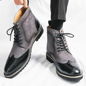 Couro HBP Sem Marca Outras Botas de Camurça Confortáveis Lace Up Durável Designers de Moda Homens Tornozelo