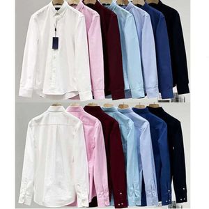 2024 Camicie da uomo Top Piccolo cavallo Camicetta ricamata di qualità Manica lunga Tinta unita Slim Fit Abbigliamento da lavoro casual Camicia a maniche lunghe Taglia normale Più koon66