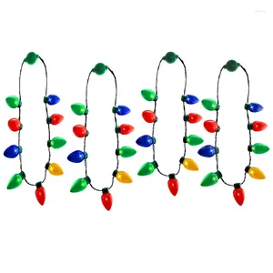 Anhänger-Halsketten, 4er-Pack, LED-Licht-Weihnachtsbirnen-Halskette, perfekte Wahl für Party, Feier, Urlaub, Bar