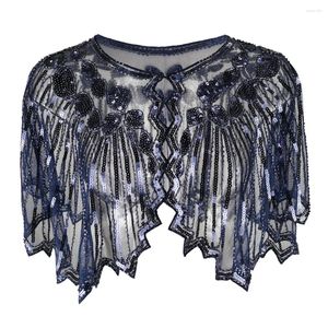 Scarves Vintage Women Shawl Flapper Cloak Fashion Art Deco Shiny Sequins Cover Up Evening Cape Tippet Clothes Accessories Party Dancing