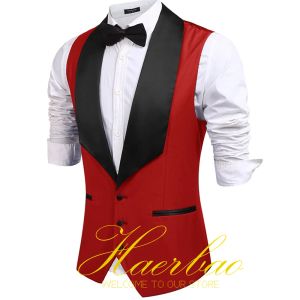 Gilet Gilet da sposa rosso da uomo Gilet da sposo formale da festa Giacca senza maniche Gilet da festival slim fit Chaleco hombre