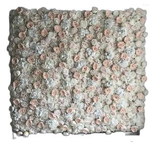 Dekorativa blommor konstgjorda siden hortensia rose 3d blomma väggpanel bröllop parti bakgrund dekoration scen bågrosa 8 st/lot tongfeng