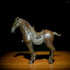 Decorative Figurines Antique Bronze Ware Collection Ancient Solid Tang Horse With Saddle Handle Piece