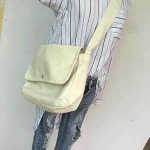 Bolsa mensageiro de lazer coreana simples estilo literário bolsa de ombro de lona moda versátil bolsa feminina 240315