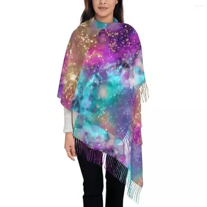 Scarves Celestial Space Scarf Colorful Galaxy Shawls Wrpas With Long Tassel Ladies Y2k Funny Large Autumn Design Bufanda Mujer