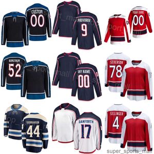 Woman Youth Man Hockey 9 Ivan Provorov Jerseys 17 Justin Danforth 4 Cole Sillinger 78 Damon Severson 52 Emil Bemstrom 44 Erik Gudbranson Reverse Retro Black Navy