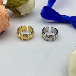 New Design shiny Lucky flower with Diamonds Open Ring Women's Full Diamonds Ring Wedding Ring Designer Jewelry R0020