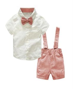 Tem doer erkek bebek giyim seti yeni yaz bebek erkek kıyafetleri kravat gömlek tulum 2pcs kıyafet setleri bebes beyefendi takım elbise y20080723525847