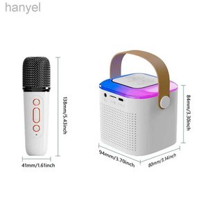 Alto-falantes portáteis Microfone portátil Máquina de karaokê Bluetooth 5.3 PA Sistema de alto-falantes com 1-2 microfones sem fio Máquina de cantar para família em casa 24318