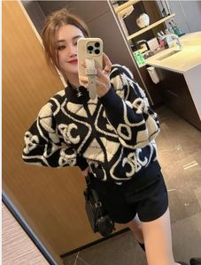 Women's zipper casual knitted cardigans black contrast Sweaters girls brand slim fit warm soft versatile sweater jackets coats