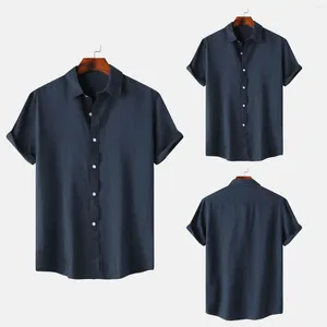 Herren-T-Shirts, tailliert, mit Knopfleiste, modisch, Sommerhemd, kurzärmelig, einfarbig, einfacher Stil, Revers, Baumwolle