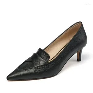 Sukiej buty oryginalne skórzane kobiety na wysokim obcasie 5,5 cm spiczasty palca cienki wąż skóra wzór formalny na bankiety