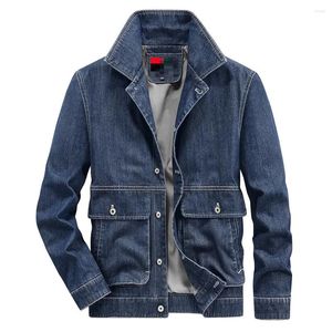 Männer Jacken Denim Vintage Klassischen Stil Motor Fahrrad Herbst Jeans Jacke Männer Dünne Baumwolle Casual Mäntel Männliche Große Taschen