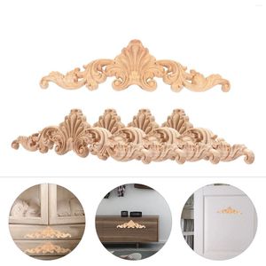 Party Decoration 6 Pcs Furniture Decals Cabinet Carved Patch Sticker Unpainted Applique Frames Stickers Wooden Flower Board Decorative Solid