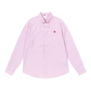 Herrskjorta klassisk macaron färg polo skjortor matchande paris mode kärlek broderi lång ärm
