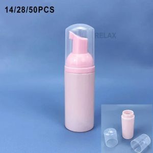 Garrafas 14/28/50 pçs toda rosa bomba de espuma de plástico garrafa cosmética dispensador de sabão garrafa de espuma vazio rosto cílios limpador atacado