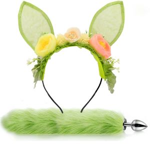 Metal Butt Plugs Anal Plug Sexy Plush Cat Ears Headbands Set Butt Plug Tail Erotic Cosplay Sex Toys for Women Anal Masturbating