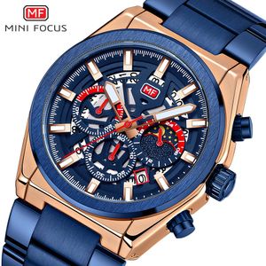 Orologio da uomo MINI FOCUS Business impermeabile al quarzo di precisione con cinturino in acciaio 0339G