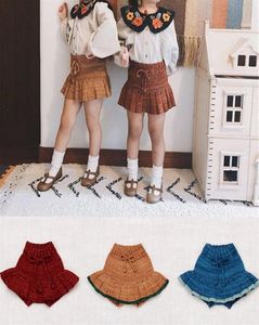 Misha ve Puff Bebek Kız Vintage Style Örgü Şort Küçük Kız Marka Giysileri Kış Düğüm Etekleri Toddler Kız Misha Puff Y4128918