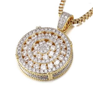 Pendant Necklaces VANAXIN Round Shiny Pendants For Women Rock Jewelry Gold Silver Color CZ Gift Fine Quality