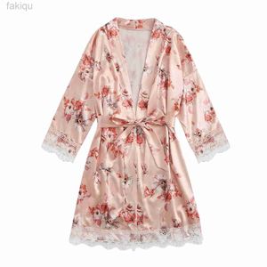 Sexy Pyjamas Silk Satin Floral Bridesmaid Robes Gowns Bride Bath Robe Wedding Kimono Fashion Sexy Sleepwear Underwear for Women 24318