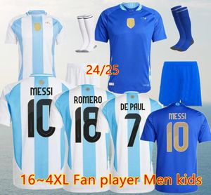 Ny 2024 2025 Argentina Soccer Jerseys Maradona fans Player Version Messis Mac Allister Dybala di Maria Martinez de Paul Home Away GK Men and Women Football Shirt