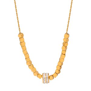 New Light Luxury Niche Jewelry 기하학적 디자인 감각 원형 삽입 지르콘 펜던트 티타늄 강철 금도 설탕 목걸이