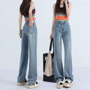 Damen Jeans Y2k Blau High Waisted Wide Leg Baggy Pants Streetwear Hose Korean Fashion Vintage Denim Mom