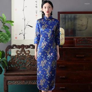 Abbigliamento etnico Abito tradizionale cinese cheongsam femminile Plus Size 5XL 6XL Borgogna lungo Qipao Vintage classico ricamato Phoenix