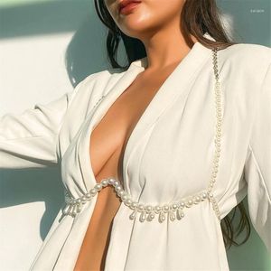 Belts Delicate Chest Chain For Woman Drop Pearl Pendant Necklace Sexy Women Summer Swimsuit Party Decors