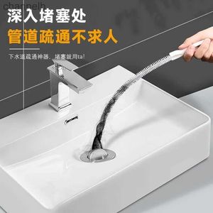 Other Household Cleaning Tools Accessories 45cm Super long Pipe Dredging Brush Bathroom Hair Sewer Sink Flexible Drain Cleaner Clog Plug Hole Remover Tool 240318