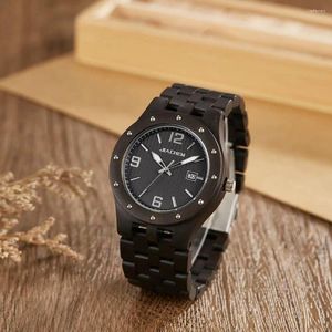 Wristwatches Waterproof Wood Watch Men Quartz Watches Wooden Band Calendar Analog Male Elegant Relogio 2024