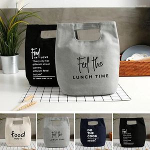 Aufbewahrungstaschen 2024 Canvas Tragbare Lunchtasche Lebensmittel Japanischer Stil Bento Box Outdoor-Zubehör Isolierter Kaltdruck