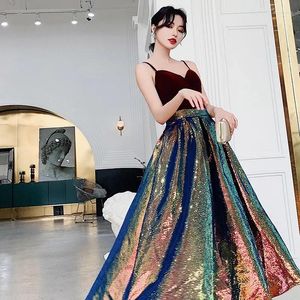 Casual Dresses Women Burgundy Floor Length Long Dress Elegant Shiny Sequins Off Shoulder Banquet Sexy Party Robe Lady Girl Gown