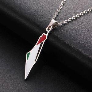 Hänghalsband min form palestina karta flagga halsband för kvinnor män rostfritt stål geografi choker kedja smycken grossist