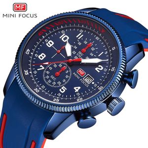 MINI FOCUS Orologio da uomo multifunzionale Airwatch impermeabile al quarzo sportivo con nastro in silicone 0379G