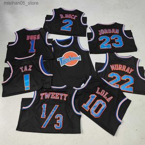 Jerseys Trillest Space Jam TWEETY SYLVESTER 9 BUGS 1 LOLA MURRAY 22 Black Tune Squad Basketball Jersey Men For Halloween Party Uniforms Q240318