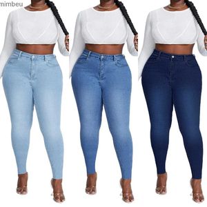 Jeans da donna 2023 nuove donne a vita alta jeans taglie forti moda stretch skinny denim pantaloni a matita pantaloni casual femminili XL-4XL Drop ShipC24318