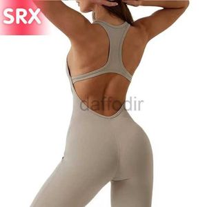 Kvinnors spårdräkter Gym Backless Jumpsuit Sports Fitness Bodysuit Sportwear Women Tracksuit One-Piece Playsuit Suit 24318