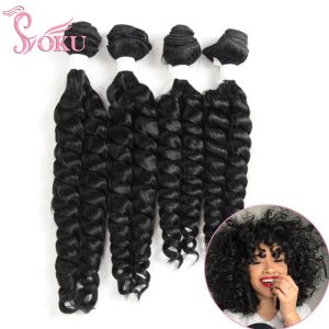 Pack Pack Soku Funmi Curly Synthetic Hair Bunds Loose Wave Hair Weaving 1618 Inch Hair Weft för kvinnors peruk Fluffig frisyr