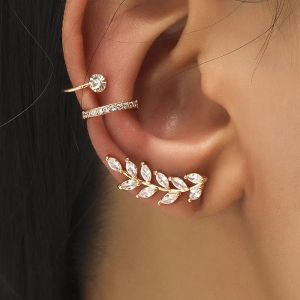 Punk Metal Zircon 14k Yellow Gold Ear Cuff Ear Clip for Women No Pierced C Shape Geometric Small Ear Cuff Ear Wrap Ear Cuff Clips Smycken