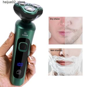 Electric Shavers USB charging multifunctional electric shaver LCD digital display three head floating shaver beard trimming machine Q240318