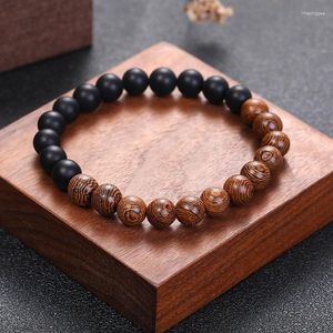 Strand sandelträ och froststen armband för män kvinnor elastiska buddhistiska bön Buddha träpärlor radbandsarmband yoga unisex smycken